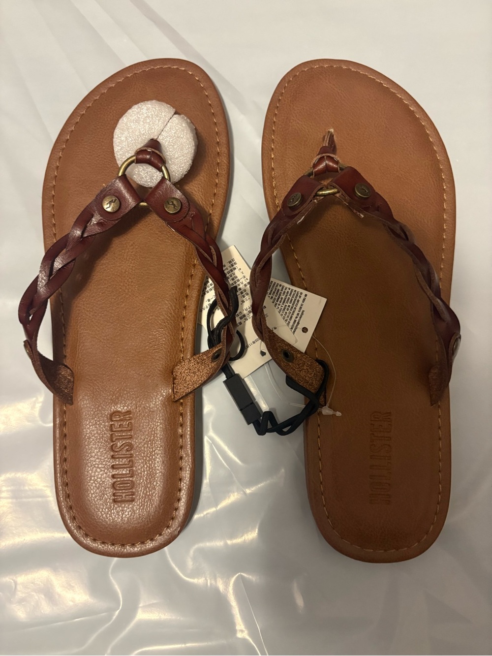 Hollister Tan/Brown Braided Thong Sandals